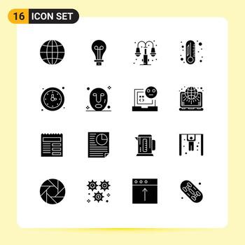 16 concepto de glifo sólido para sitios web móviles y aplicaciones temporizador escuela vida reloj grado elementos de diseño vectorial editables vector