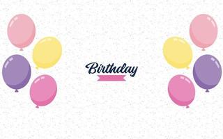 Happy Birthday lettering text banner with balloon Background vector