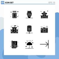 Stock Vector Icon Pack of 9 Line Signs and Symbols for computing server clinic doller education Editable Vector Design Elements