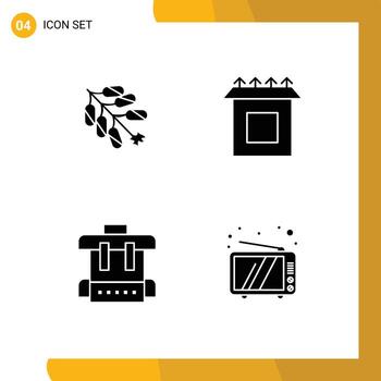 Modern Set of 4 Solid Glyphs and symbols such as firework school firecracker setup television Editable Vector Design Elements