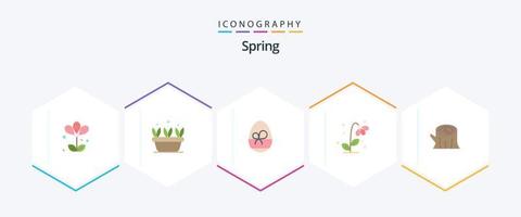 Spring 25 Flat icon pack including log. nature. egg. flower. flora vector