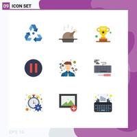 Universal Icon Symbols Group of 9 Modern Flat Colors of key school award learn multimedia Editable Vector Design Elements