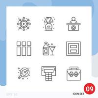 9 Creative Icons Modern Signs and Symbols of bottle wine reception layout frame Editable Vector Design Elements