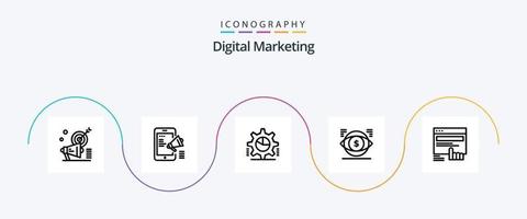 Digital Marketing Line 5 Icon Pack Including money. eye. mobile. statistics. pie graph vector