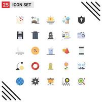 Universal Icon Symbols Group of 25 Modern Flat Colors of shield access sun marketing cloud Editable Vector Design Elements