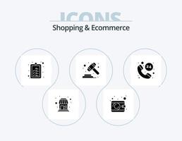 Shopping And Ecommerce Glyph Icon Pack 5 Icon Design. call. commerce. check. judge. auction vector