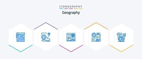 geo grafía 25 paquete de iconos azules que incluye el mundo. mapa. viajar. cancelar. objetivo vector