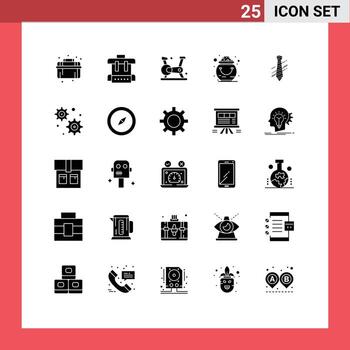 Editable Vector Line Pack of 25 Simple Solid Glyphs of business pot exercise patrick gold Editable Vector Design Elements