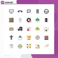 Universal Icon Symbols Group of 25 Modern Flat Colors of device back chat camera smart phone Editable Vector Design Elements