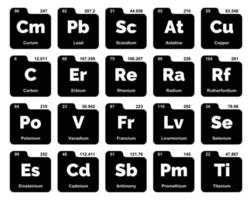 diseño de paquete de iconos de 20 tablas preiodicas de los elementos vector