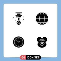 Set of 4 Modern UI Icons Symbols Signs for car watch tools geography timmer Editable Vector Design Elements