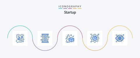 Startup Blue 5 Icon Pack Including look. globe. flip. time. clock vector