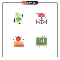 Set of 4 Modern UI Icons Symbols Signs for passport back to school beach furniture education Editable Vector Design Elements