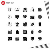 Editable Vector Line Pack of 25 Simple Solid Glyphs of medical control setting mouse computer Editable Vector Design Elements