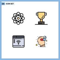 Set of 4 Modern UI Icons Symbols Signs for atom human mind cup iot healthy Editable Vector Design Elements