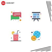 4 Universal Flat Icon Signs Symbols of chat healthy message team summer Editable Vector Design Elements