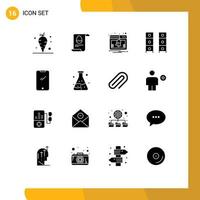 Pack of 16 creative Solid Glyphs of phone office draw web interior draw Editable Vector Design Elements