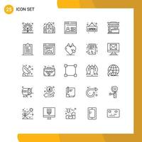 Group of 25 Lines Signs and Symbols for shop purchase user shop open Editable Vector Design Elements