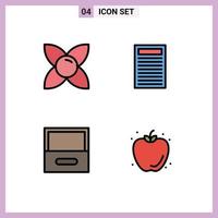 4 Universal Filledline Flat Colors Set for Web and Mobile Applications bloom drawer nature red fruit Editable Vector Design Elements