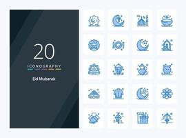 20 Eid Mubarak Blue Color icon for presentation vector