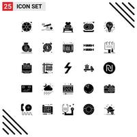 Stock Vector Icon Pack of 25 Line Signs and Symbols for plates kitchen prediction room couple Editable Vector Design Elements