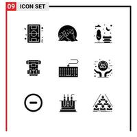 Modern Set of 9 Solid Glyphs and symbols such as cryotherapy cryogenic mountain chamber park Editable Vector Design Elements