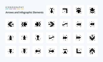 25 Arrow Solid Glyph icon pack vector