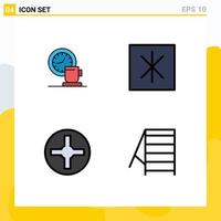 Pictogram Set of 4 Simple Filledline Flat Colors of coffee pin time icebox construction Editable Vector Design Elements