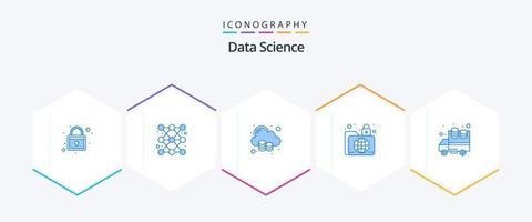 Data Science 25 Blue icon pack including infrastructure. folder. report. data. big data vector