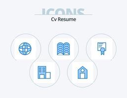 cv resume blue icon pack 5 diseño de iconos. . escuela. globo. educación. aprender vector