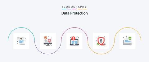 Data Protection Flat 5 Icon Pack Including data secure. shield. interface. security. security vector
