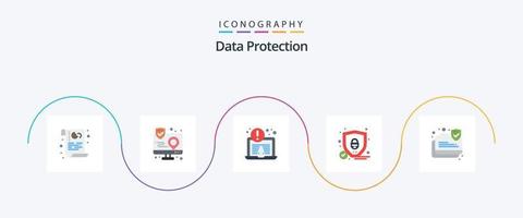 Data Protection Flat 5 Icon Pack Including data secure. shield. interface. security. security vector