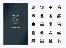 20 Home And Living Solid Glyph icon for presentation vector