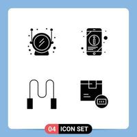 Group of 4 Solid Glyphs Signs and Symbols for helmet sport information phone code Editable Vector Design Elements