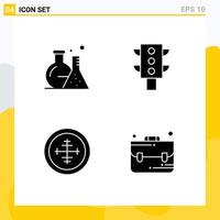 Set of 4 Vector Solid Glyphs on Grid for tube military science transport target Editable Vector Design Elements