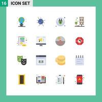 Group of 16 Modern Flat Colors Set for protection internet light bulb disease iot Editable Pack of Creative Vector Design Elements