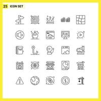 Universal Icon Symbols Group of 25 Modern Lines of warp distort design money cash Editable Vector Design Elements