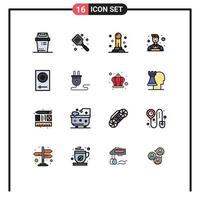 16 iconos creativos signos y símbolos modernos de consola de dj espátula decorador de paredes elementos de diseño de vectores creativos editables