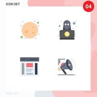 Group of 4 Modern Flat Icons Set for full moon left detective robbery sidebar Editable Vector Design Elements