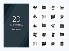 20 Data Science Solid Glyph icon for presentation vector