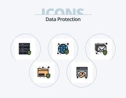 paquete de iconos lleno de línea de protección de datos 5 diseño de iconos. virus. carpeta. seguridad. expediente. seguridad vector