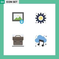 Flat Icon Pack of 4 Universal Symbols of download business cogs process briefcase Editable Vector Design Elements