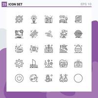 Set of 25 Modern UI Icons Symbols Signs for statistics couch bag living suitcase Editable Vector Design Elements