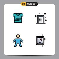 paquete de iconos de vector de stock de 4 signos y símbolos de línea para camisa niño uniforme personas móviles elementos de diseño de vector editables