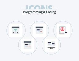 Programming And Coding Flat Icon Pack 5 Icon Design. develop. code. develop. development. coding vector