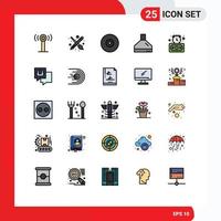 Set of 25 Modern UI Icons Symbols Signs for stopwatch deadline ray timer fan Editable Vector Design Elements