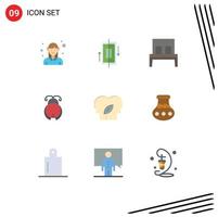 conjunto de 9 iconos de interfaz de usuario modernos símbolos signos para elementos de diseño de vectores editables interiores de insecto de teléfono de primavera