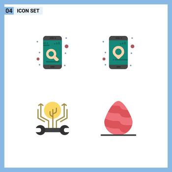Pack of 4 creative Flat Icons of app engineering search location hack Editable Vector Design Elements