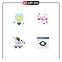 4 iconos creativos signos y símbolos modernos de bombilla seo dinero reloj codificación elementos de diseño vectorial editables vector