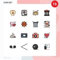 16 Creative Icons Modern Signs and Symbols of heart cash information bank supermarket Editable Creative Vector Design Elements